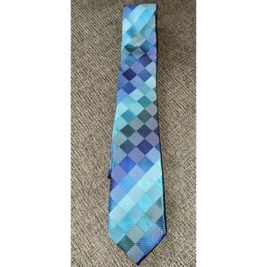 LINEA UOMO Blue Green Diamond Design Neck Tie 3" Polyester‎